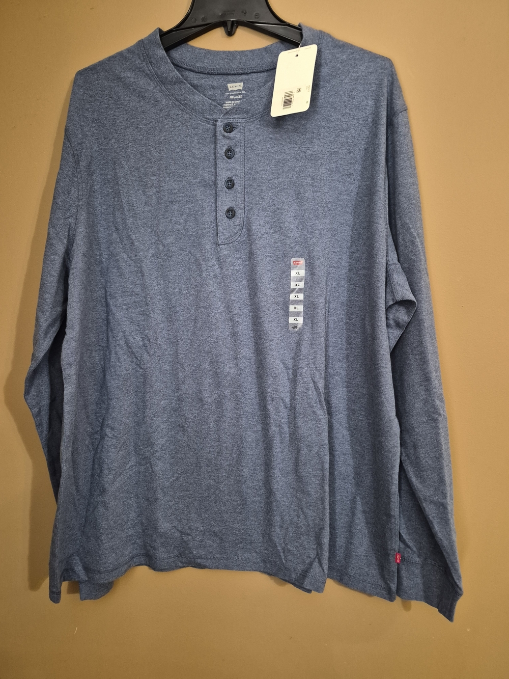 Levi's XL Heather Blue Relaxed Crewneck Long Sleeve Shirt - NWT